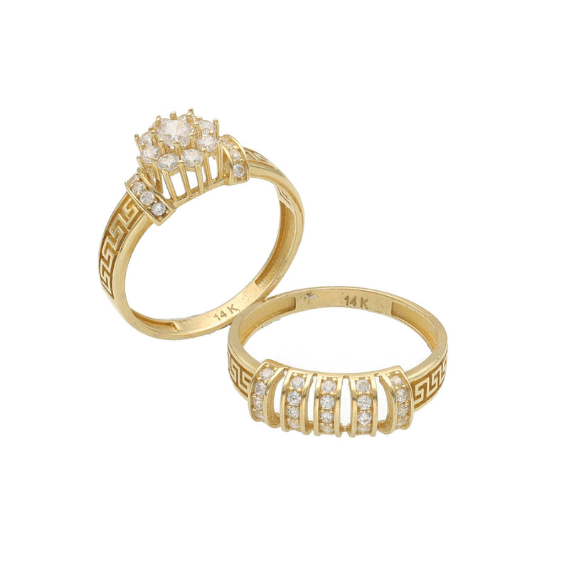 14 Karat Gold & CZ Duo Wedding Set Maze