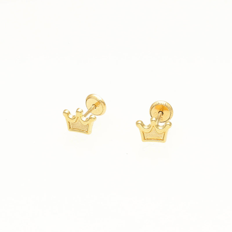 14 Karat Gold Crown Stud Earrings