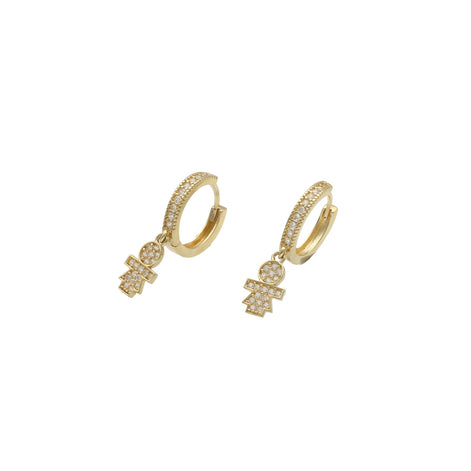 10 Karat Gold & cz Children Charm Huggies Earrings