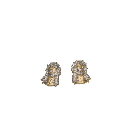 14 karat Gold Jesus Face Two Tone Stud Earrings
