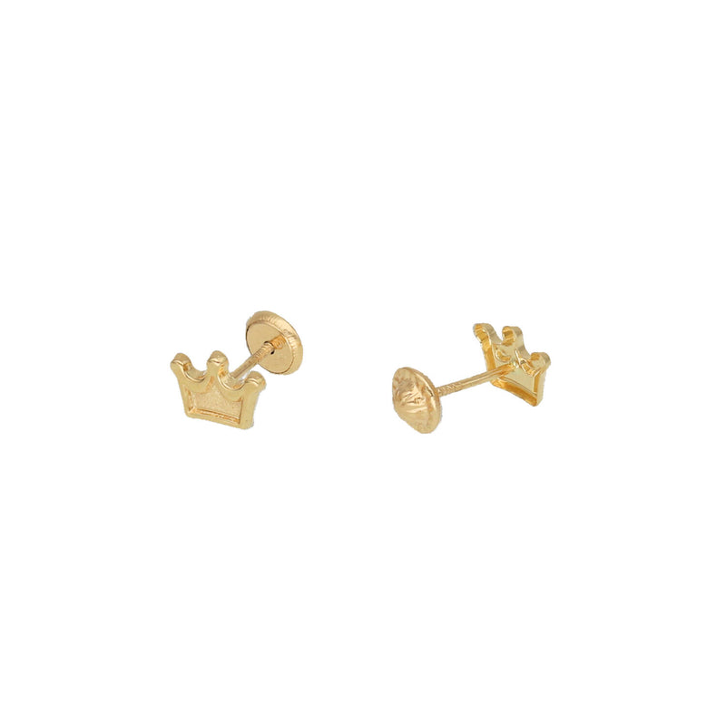 14 Karat Gold Crown Stud Earrings