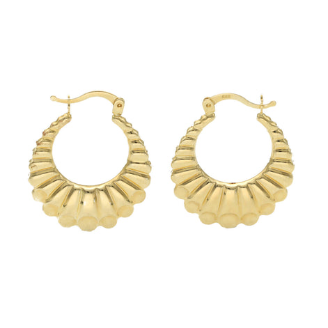 14 Karat Gold Half Shell Hoop Earrings