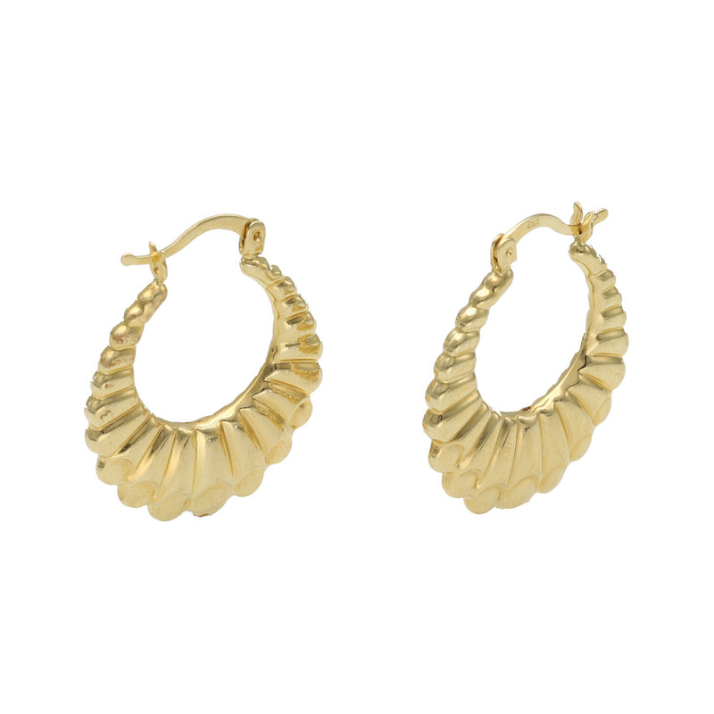14 Karat Gold Half Shell Hoop Earrings