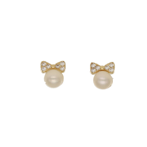 14 karat Gold Pearl Bun Stud Earrings W:0.84