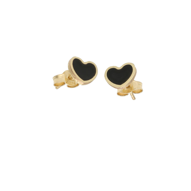 14 Karat Gold & Onyx Heart Stud Earrings