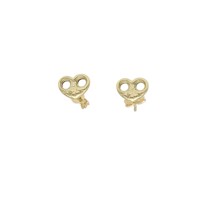 14 Karat Gold Puff Heart Stud Earrings