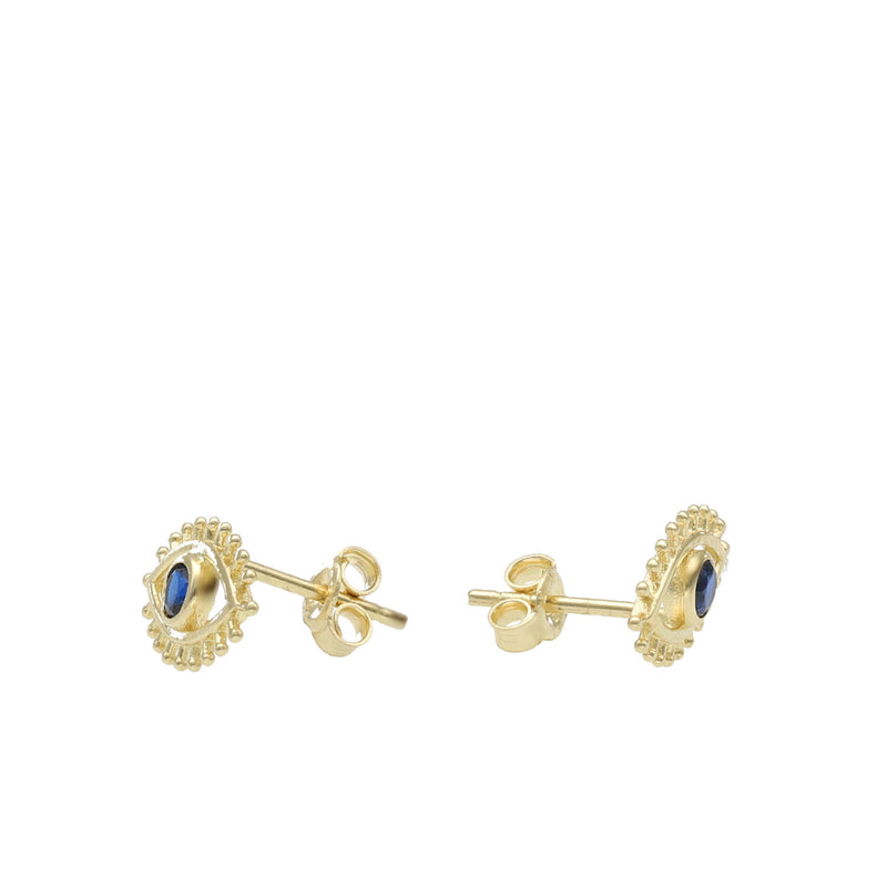 14 karat Gold & cz Evil Eye Stud Earrings