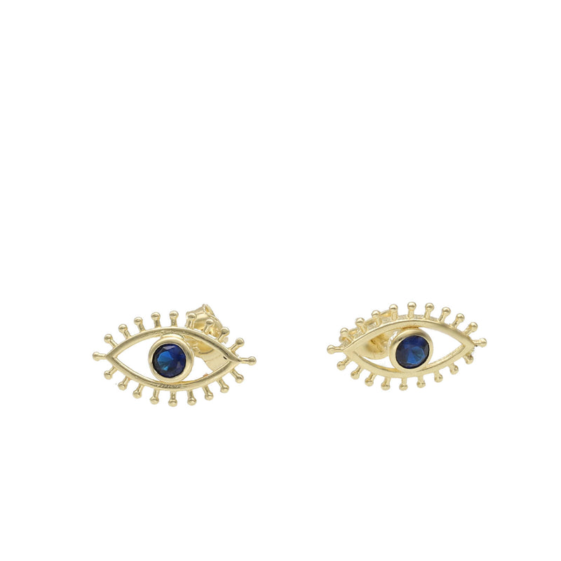 14 karat Gold & cz Evil Eye Stud Earrings