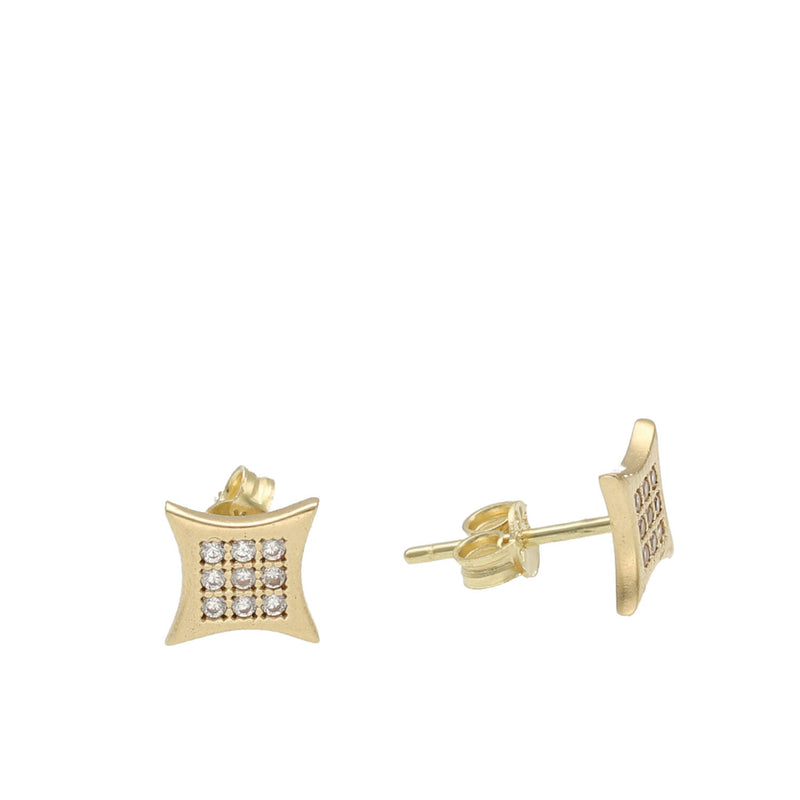 14 Karat Gold & CZ Kite Shape Stud Earrings