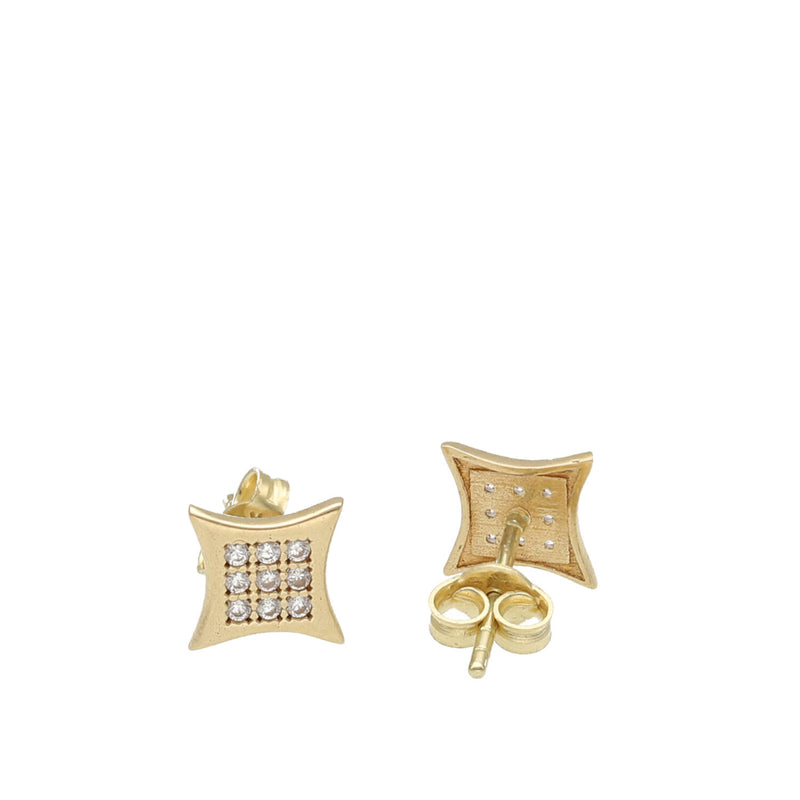 14 Karat Gold & CZ Kite Shape Stud Earrings