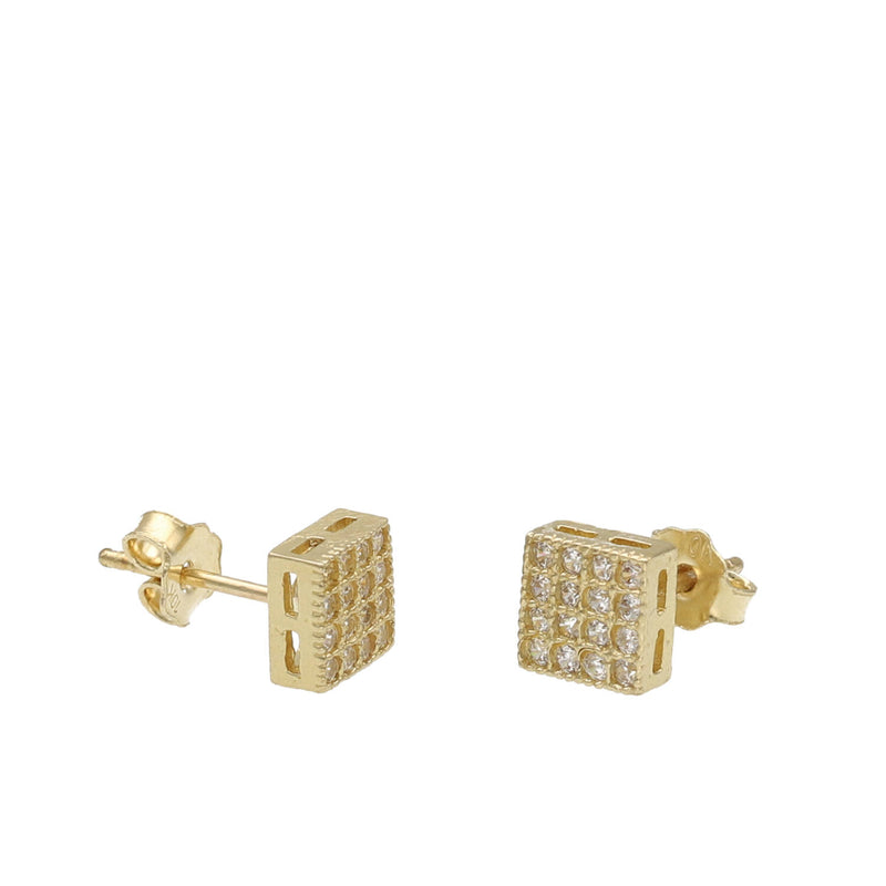10 Karat Gold & CZ Square Earring Size 1