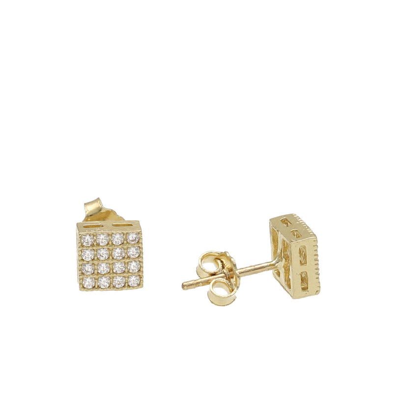 10 Karat Gold & CZ Square Earring Size 1