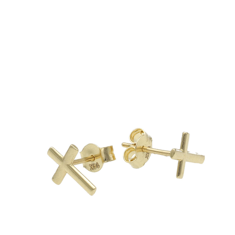 14 Karat Gold Stud Cross Earrings