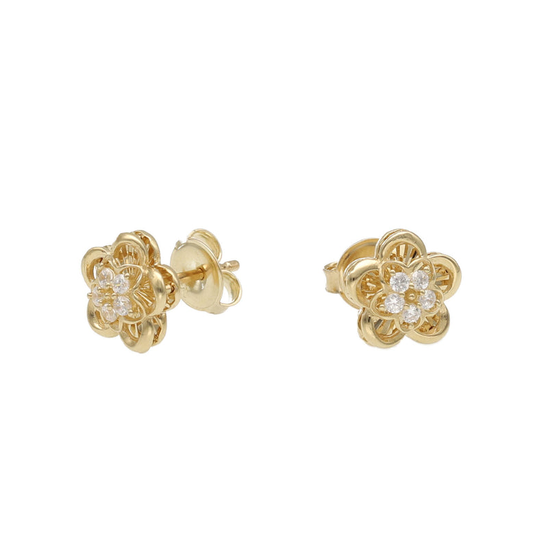 14 Karat Gold Flower Stud Earrings