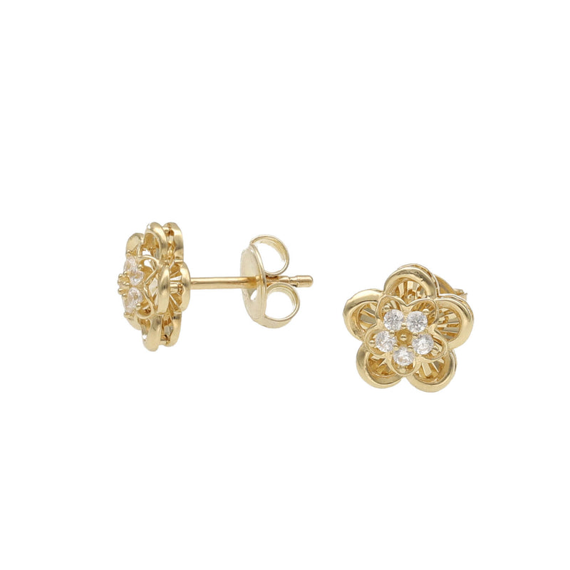 14 Karat Gold Flower Stud Earrings