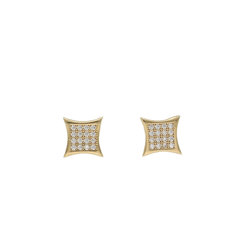 14K Gold & CZ Kite Shape Stud Earrings