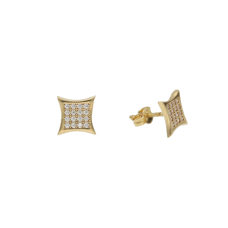 14K Gold & CZ Kite Shape Stud Earrings