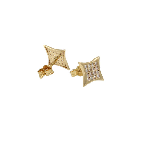 14K Gold & CZ Kite Shape Stud Earrings