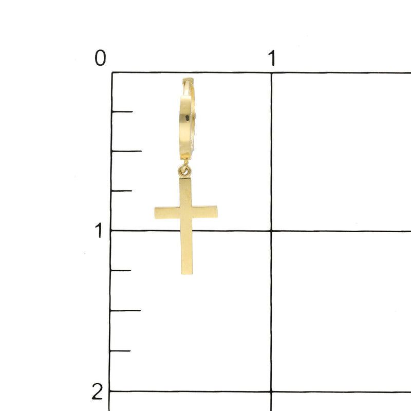 10 Karat Gold PLAIN Cross Hoops Earrings