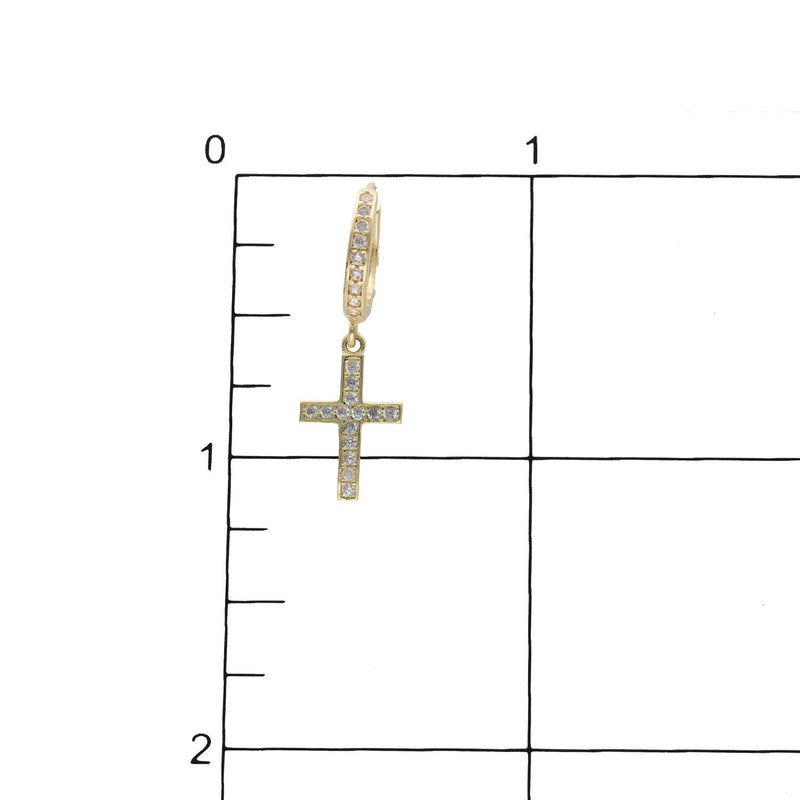 10 Karat Gold & CZ  Cross Hoops Earrings