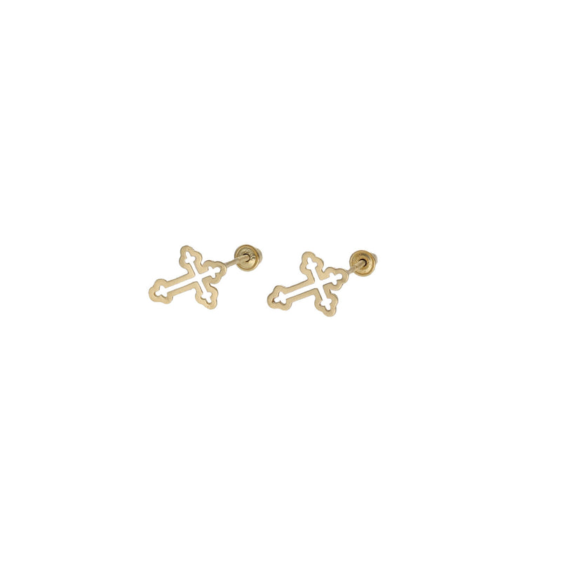 14 karat Gold Cross Stud Earrings