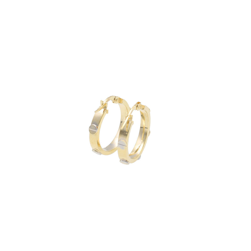 14 Karat Gold Screw Head Hoops Earrings