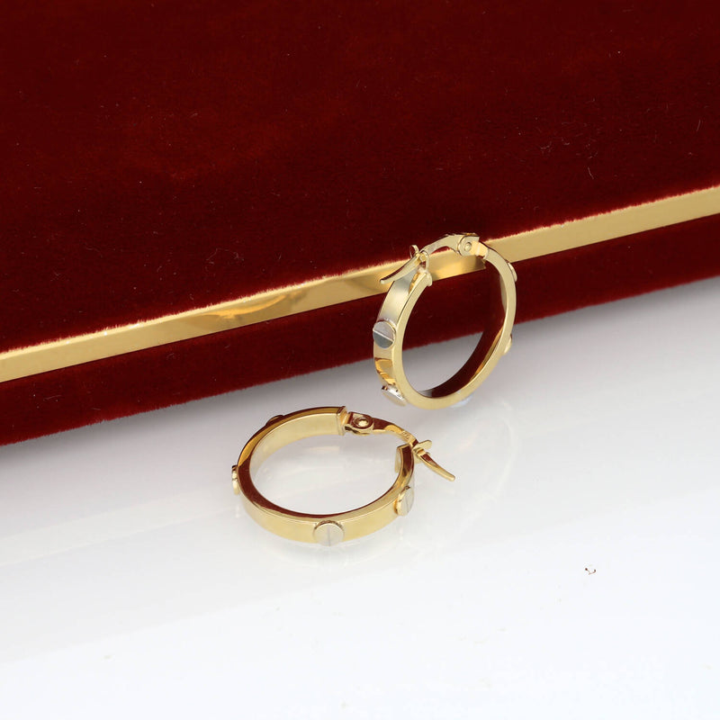14 Karat Gold Screw Head Hoops Earrings