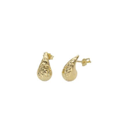 10 Karat Gold Texture Drop Stud Earrings