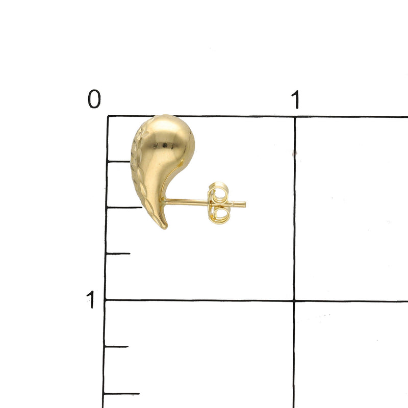 10 Karat Gold Texture Drop Stud Earrings