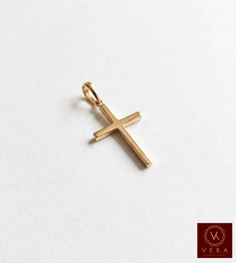 14K Gold Plain Cross Charm