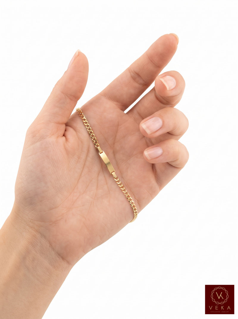 10K Solid Gold Cuban Link Baby ID Bracelet - 3mm (6")