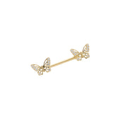 14k Barbell Straight Butterfly Piercing