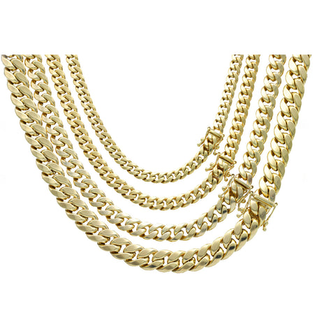 14k Real Gold Miami Cuban Link Chains Box lock