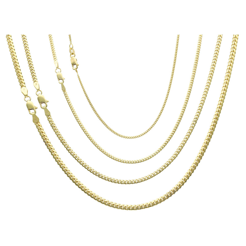 14K Real solid Gold Miami Cuban Link Chains 