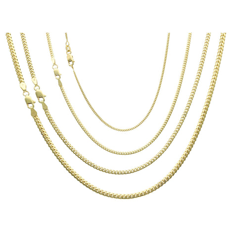 14K Real solid Gold Miami Cuban Link Chains 