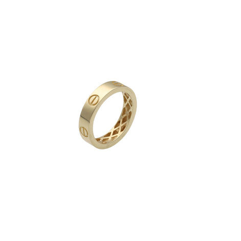 14 Karat real gold screw head 5MM  band  that show a strong mesh inside to make it look bold and luxurious