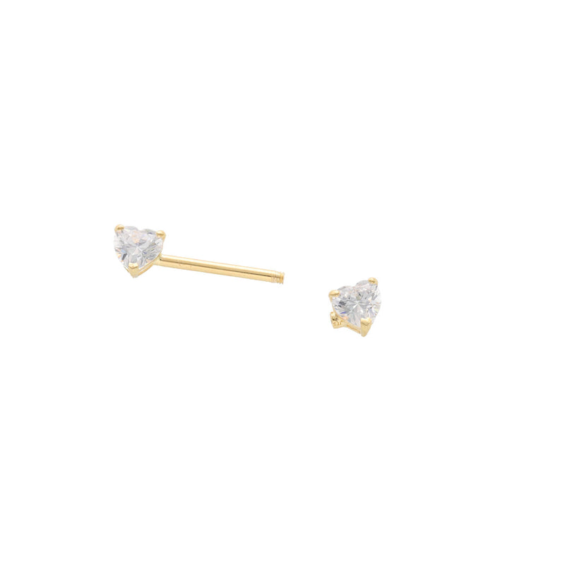 14k Gold Straight Heart Style barbell 