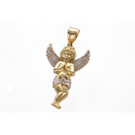 10k Gold Guardian Angel Charm 10k Two tone Gold