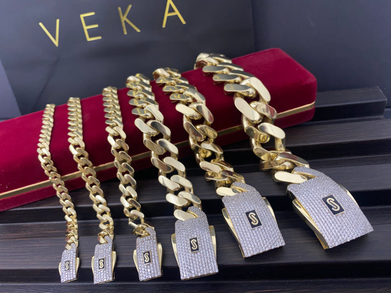 14 Karat Monaco Gold CZ Lock Bracelet