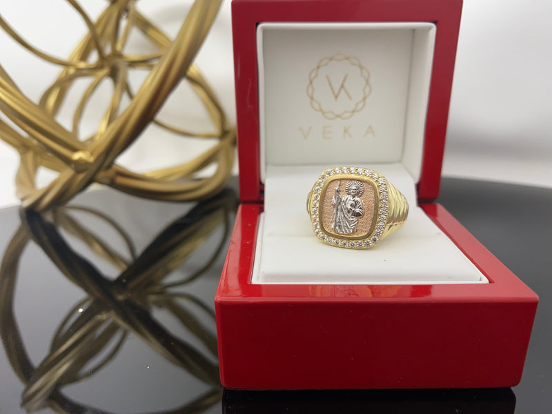 10 Karat Gold Cubic Zirconia Stones St Jude Ring