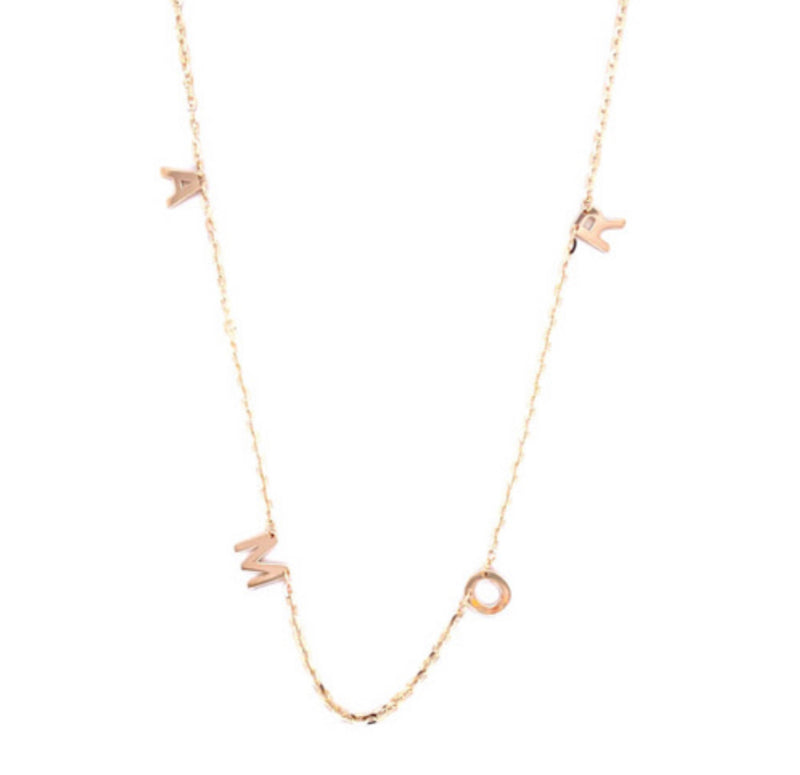 14 Karat Gold " AMOR" Necklace