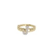 10K gold Cuban initial ring with letter J and CZ stones - Veka Jewelry