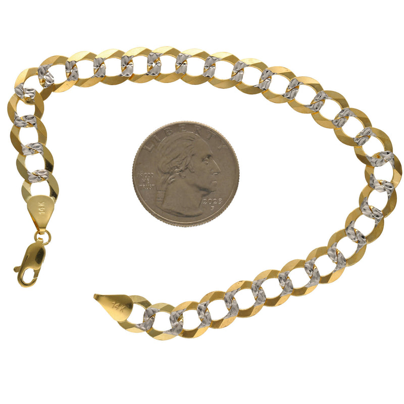 14 Karat Gold Italian Curb Pave Bracelets