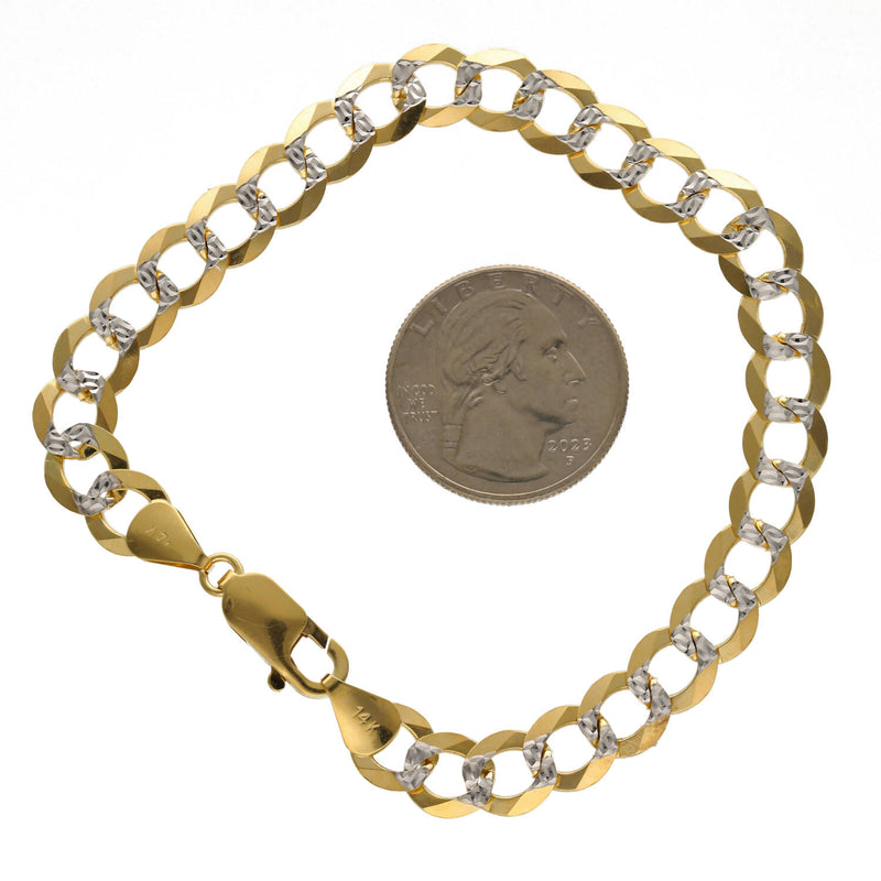 14 Karat Gold Italian Curb Pave Bracelets