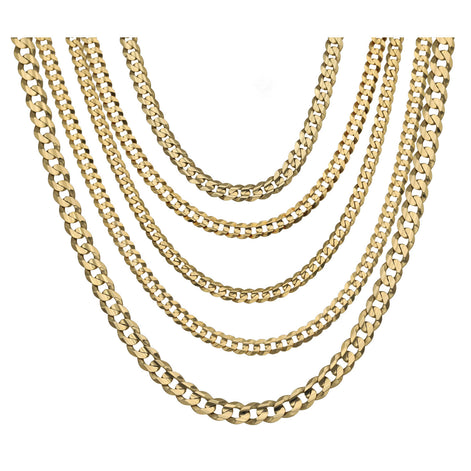 14 Karat Solid Gold Italian Curb Tight Link Chains