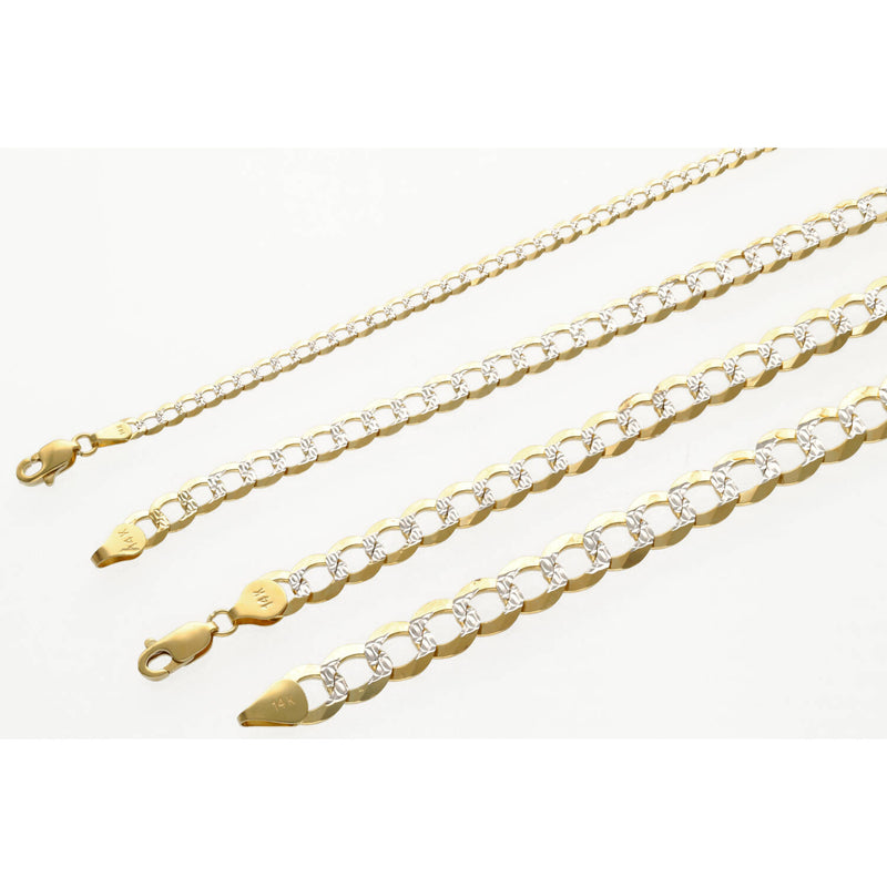 14 Karat Gold Italian Curb Pave Bracelets