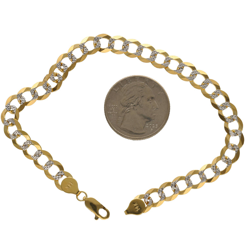 14 Karat Gold Italian Curb Pave Bracelets