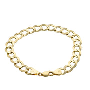 10K yellow gold Italian curb gold cuban bracelets with lobster clasp on white background with the 10k Stamp.