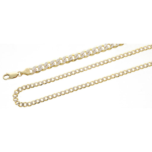 Italian Curb Solid Gold Chains. One 7.5 mm on top showing the lobster lock closure and on the bottom the 4,5mm