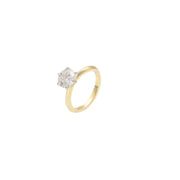 Lab diamond engagement ring 2.09 carat on the side angle white background.